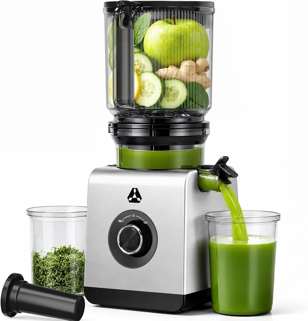 AAOBOSI Extractor de Zumos, Slow Juicer con Boca XL de 165MM, Motor de 600W foto 2