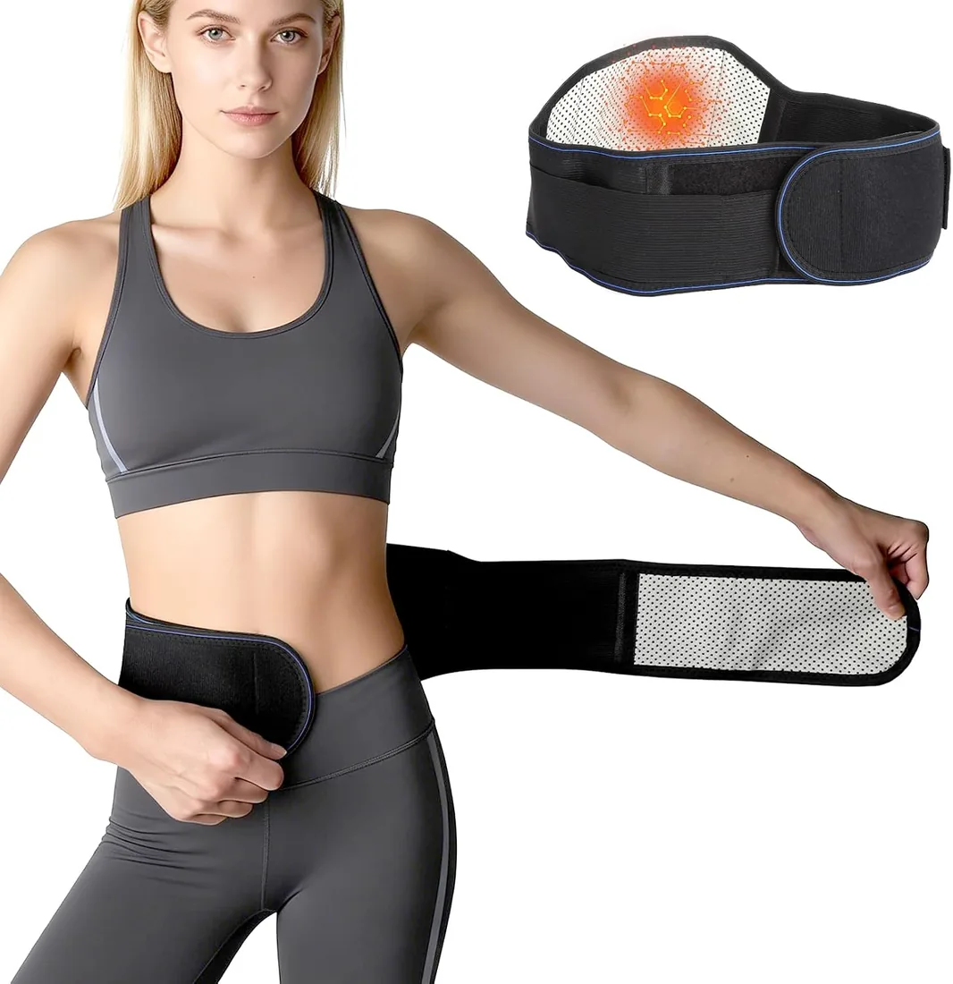 Cinturón de soporte lumbar térmico con terapia magnética Cinturón ajustable para la espalda y la cintura Ideal para mejorar la postura y aliviar tensiones musculares Uso diario foto 2