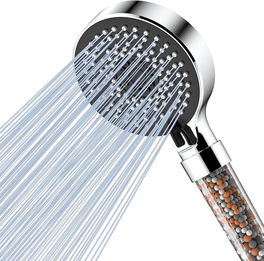 Magichome Alcachofa de Ducha Alta Presión con Filtro 3 Capas y Piedras | 5 Tipos de Chorros, Cabezal Ducha Ahorro de Agua, Aumento de Presión, Ideal para Hogar u Hotel, con Filtro 3 Capas y Piedras