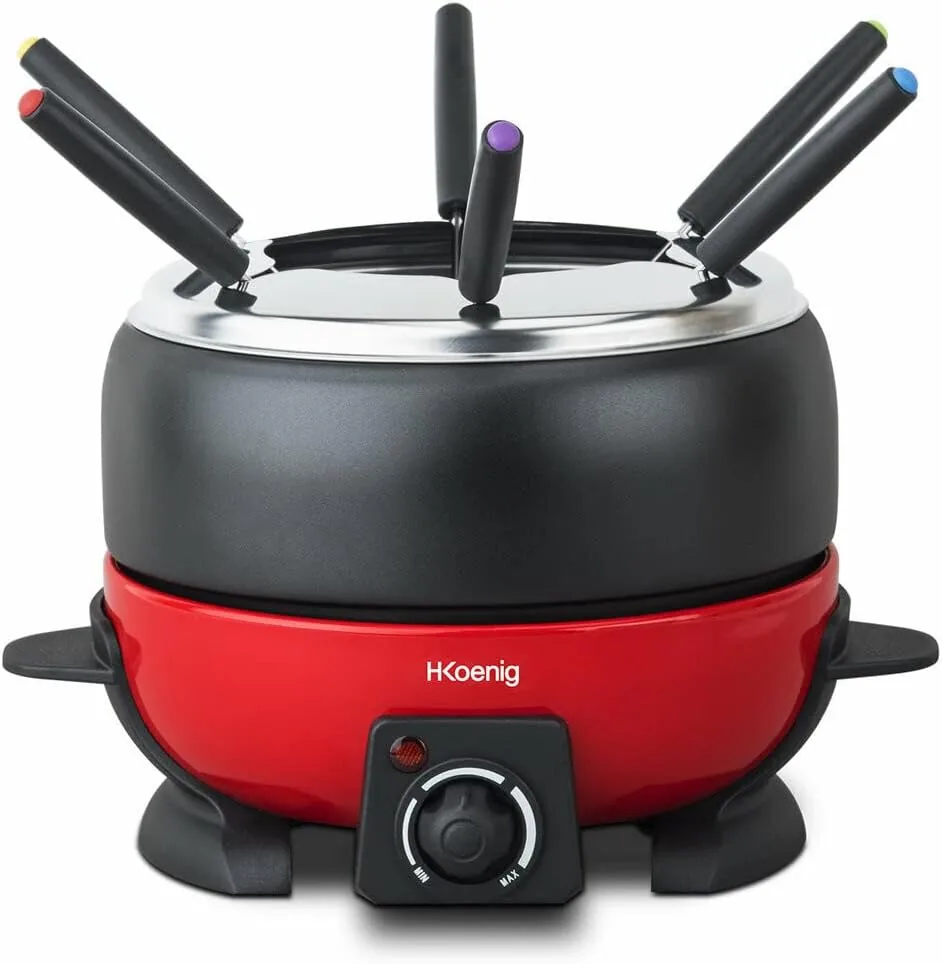 H.Koenig ALP1800 - Fondue, capacidad de 2 l, 800 W, color rojo