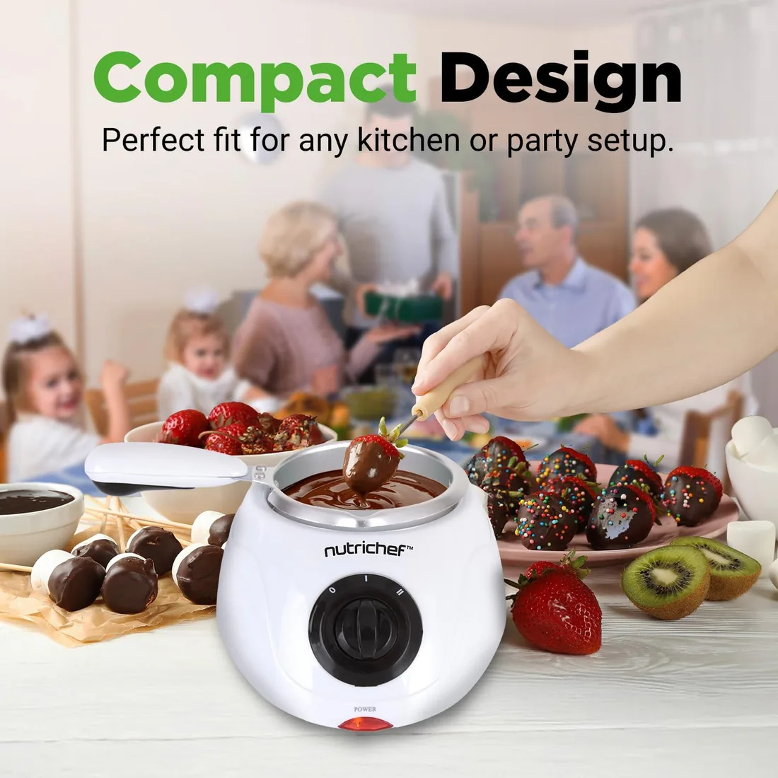 Nutrichef Fondue Electrica 25W, Fundidor y Calentador, Capacidad de 250ml, Mantiene Caliente, Recipiente Extraible, Ideal para Chocolate, Mantequilla y Queso foto 2
