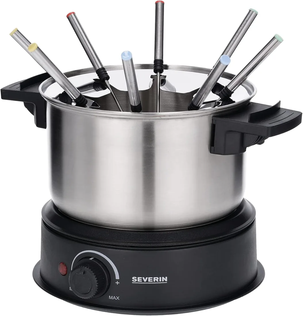 Severin - Fondue con Olla de Acero Inoxidable extraíble Apta para lavavajillas, 1.5 W, 1.4 litros, Plástico/Acero Inoxidable, Negro FO 2470 foto 2
