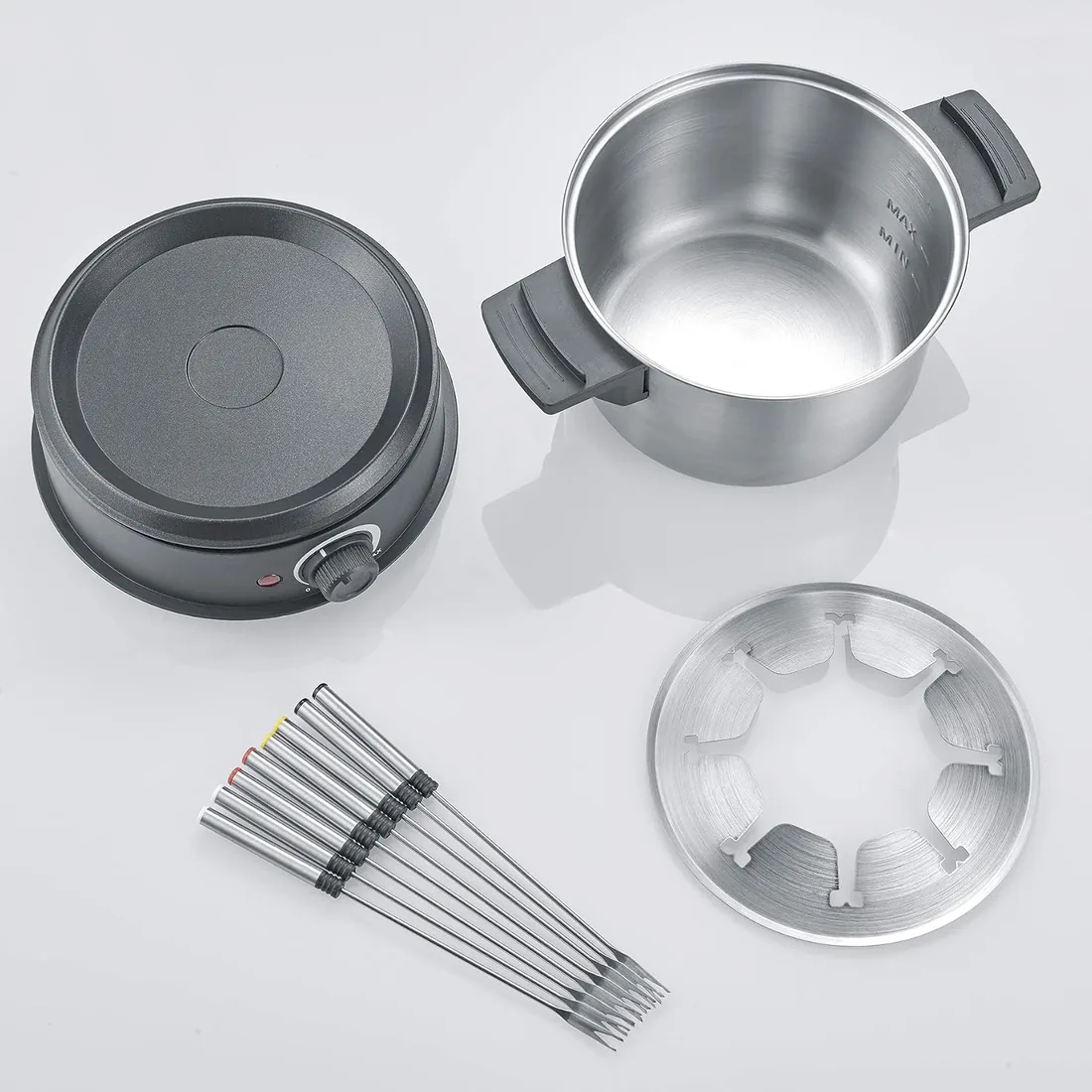 Severin - Fondue con Olla de Acero Inoxidable extraíble Apta para lavavajillas, 1.5 W, 1.4 litros, Plástico/Acero Inoxidable, Negro FO 2470 foto 3