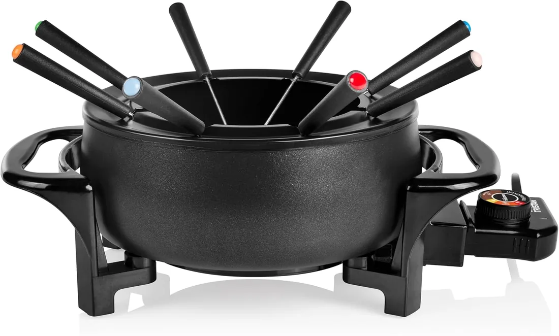 Tristar FO-1107 Olla eléctrica Multifuncional para Fondue de Queso, Chocolate o China, Volumen 1.5 litros, 1000 W, Apta para 8 Personas, Mate Negro foto 3