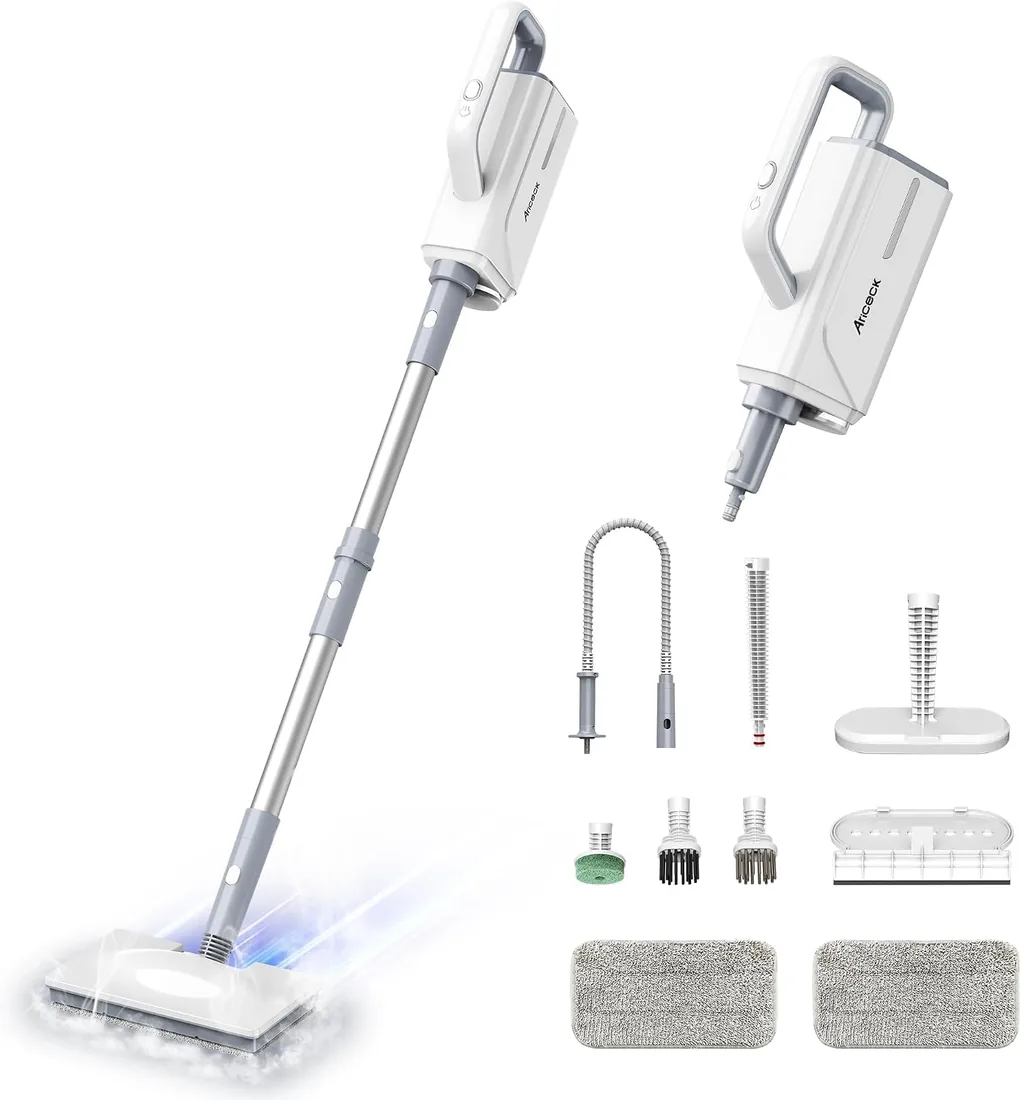 Mopa de vapor multifuncional Ariceck FV07 | Sistema de limpieza profunda 6 en 1 | Calentamiento en 15 segundos | Elimina el 99,9% de las bacterias y los ácaros | Apto para suelos de madera y baldosas foto 3
