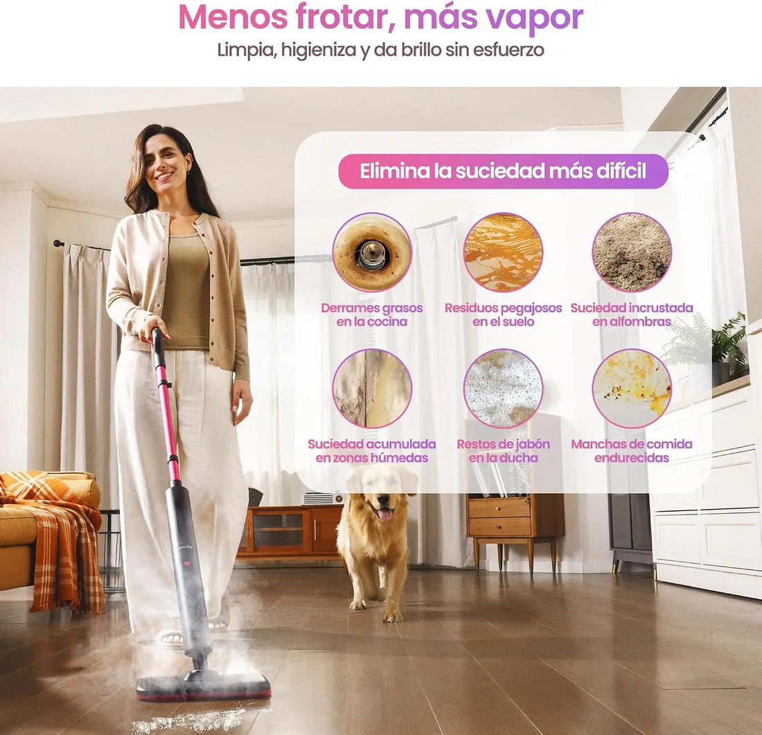Schenley Mopa a vapor ligera para suelos duros y alfombras foto 3