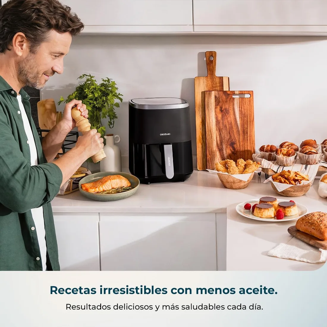 Cecotec Freidora de Aire 4 L Cecofry Fantastik Window 4000 Hot 1400W | Pantalla Digital, Diseño con Ventana de Control, Función Dietética, 9 Modos, Tecnología PerfectCook, 80-200ºC, Air Fryer foto 2