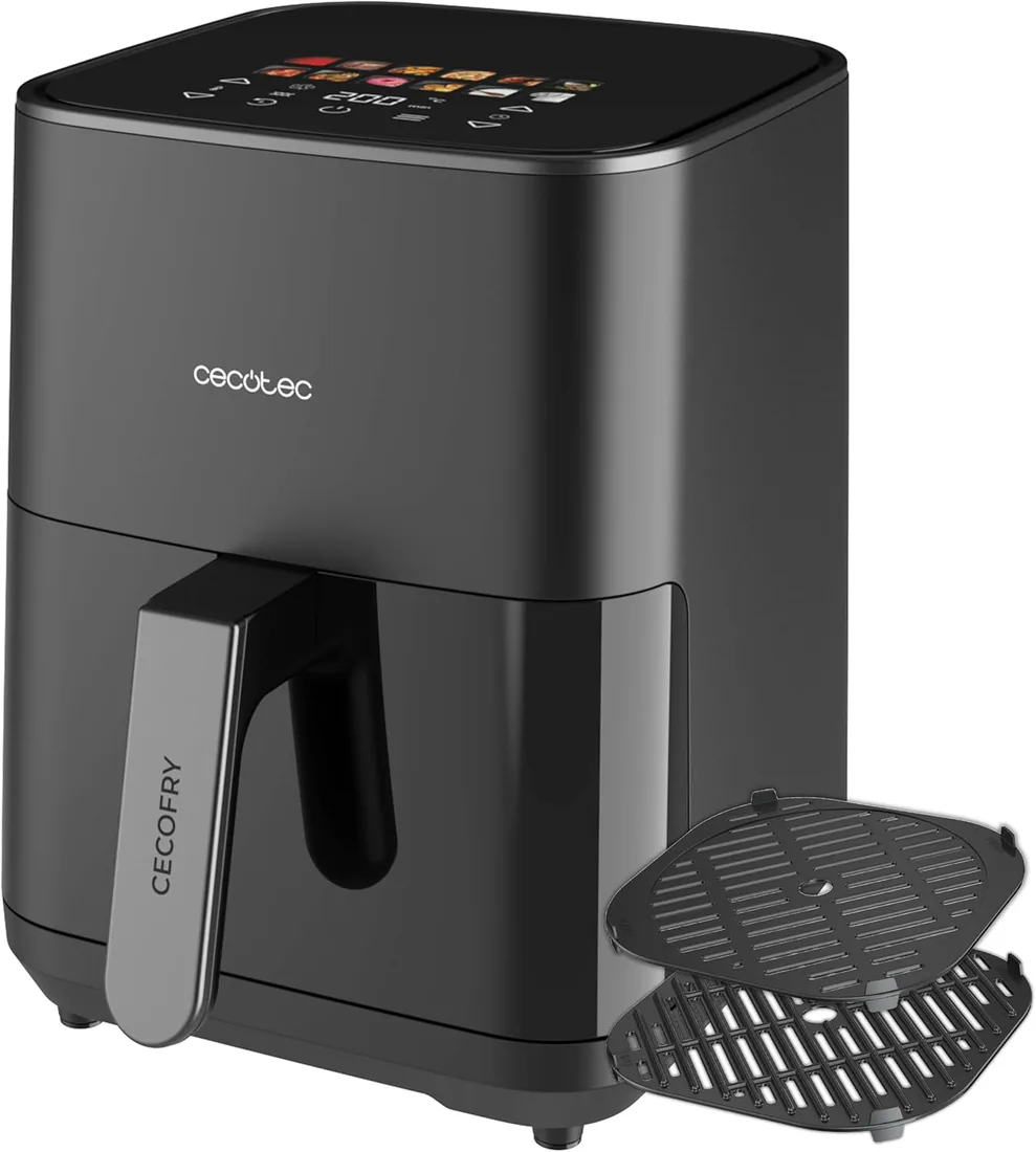 Cecotec Freidora de Aire 4 L Cecofry&Grill Duoheat 4000 1900W | Doble Resistencia para Dorado Perfecto, Sabor de Parrilla en Carnes, Platos Saludables, Plancha, Pared Divisoria Móvil foto 3