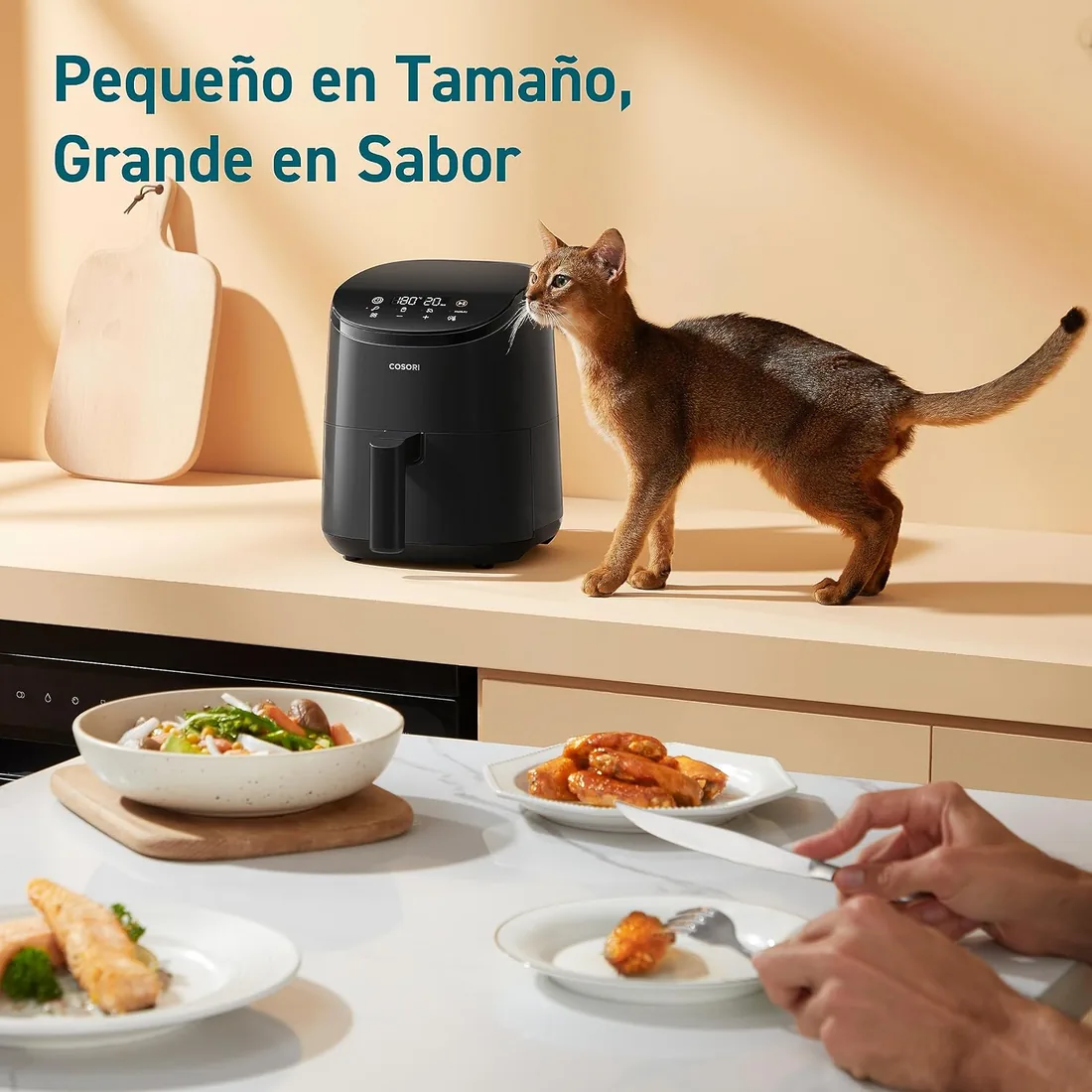 Cosori Freidora de Aire 2L, Compacta con Pantalla Táctil, Ahorro de Energía | Sin PFAS ni Teflón, Revestimiento Cerámico, Temperatura y Tiempo Ajustables, Apta para Lavavajillas, Silenciosa y Eficiente foto 3