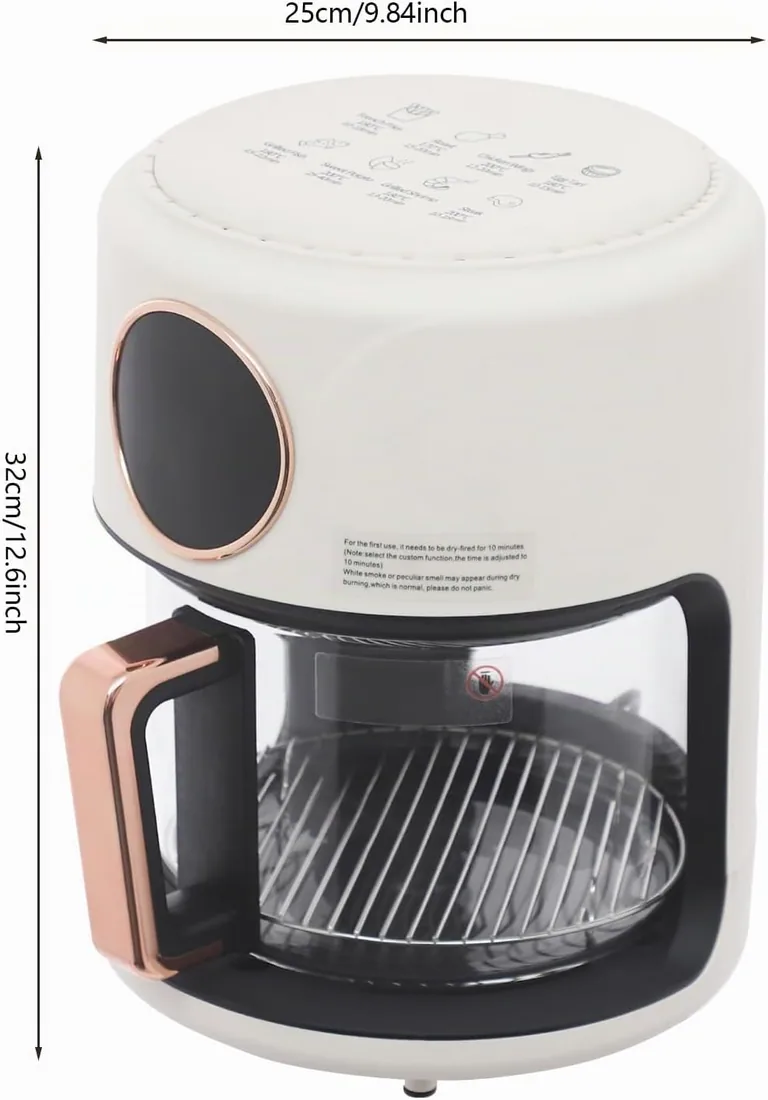 Freidora de aire caliente, 1200 W, circulación de aire caliente de 360°, freidora de aire caliente vertical con 2 cámaras y pantalla táctil, freidora compacta para asar, cocinar y asar foto 2
