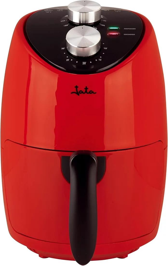 JATA JEFR1222 - Freidora de Aire 2 L sin Aceite 200ºC, Air Fryer Compacta, Termostato Regulable, Temporizador 30 min, Cestillo Antiadherente sin BPA, Cocina Saludable para 2-3 Personas
