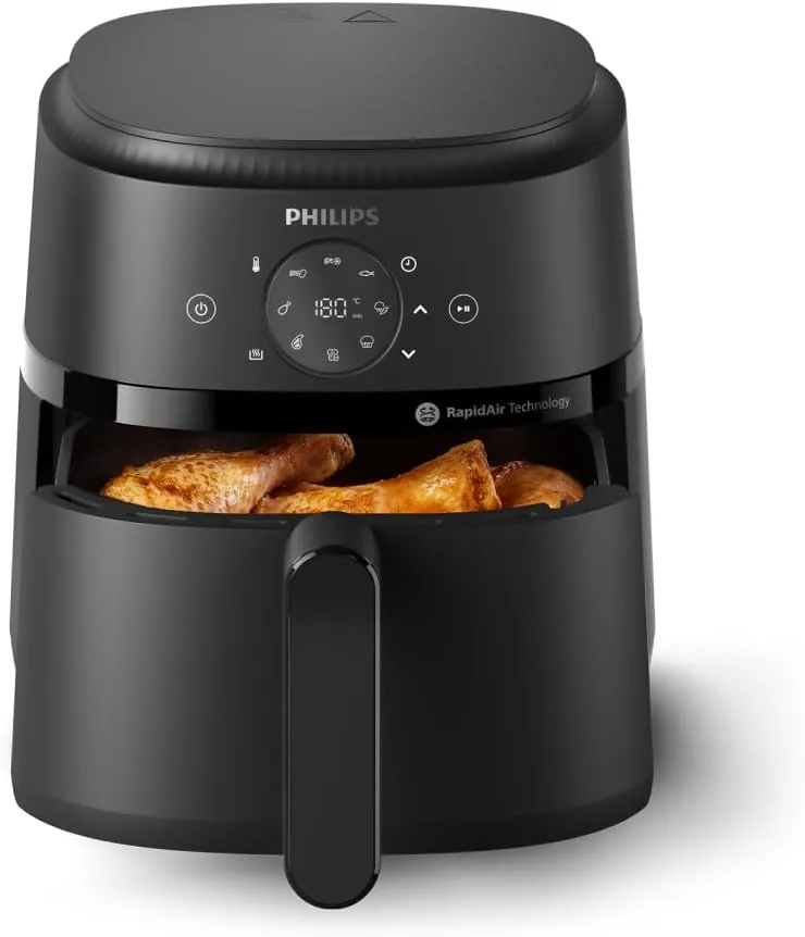Philips 2000 Airfryer - Freidora de Aire 4,2L, 13 opciones, Táctil, Negro | 9 preajustes, 90% menos grasa, tecnología Rapid Air, pantalla táctil digital, app de recetas HomeID (NA229/00)