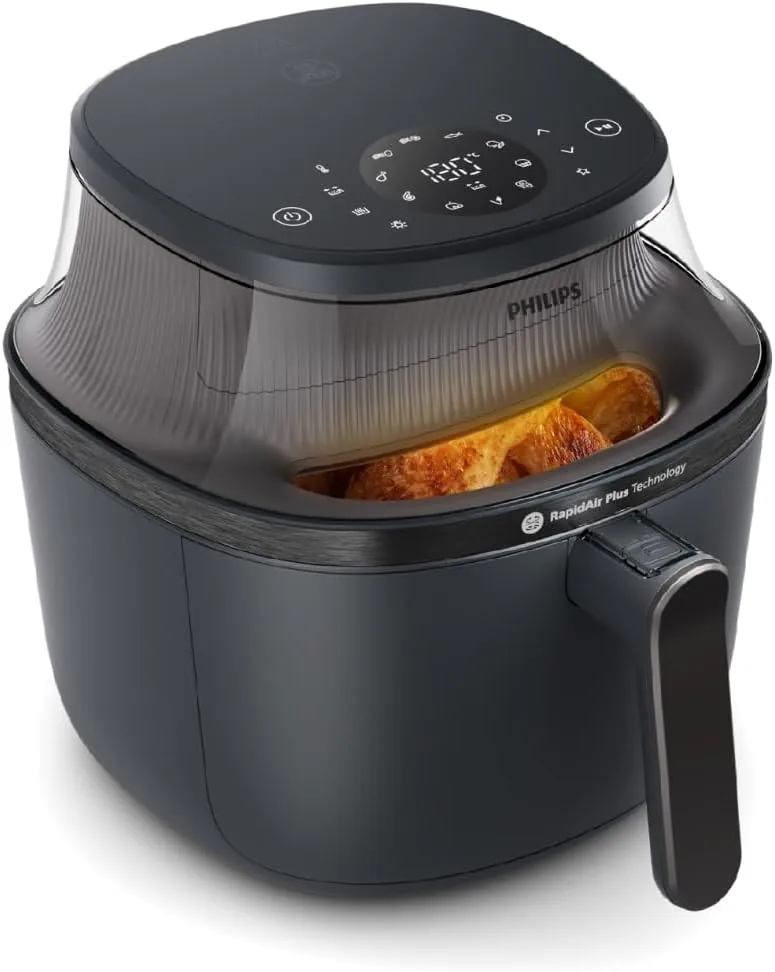 Philips 3000 Airfryer - Freidora de Aire 4,2L, 16 en 1, Táctil, Negro | Ventana de cocción, 16 modos en 1, 90% menos grasa, tecnología Rapid Air Plus, app de recetas HomeID (NA320/00)