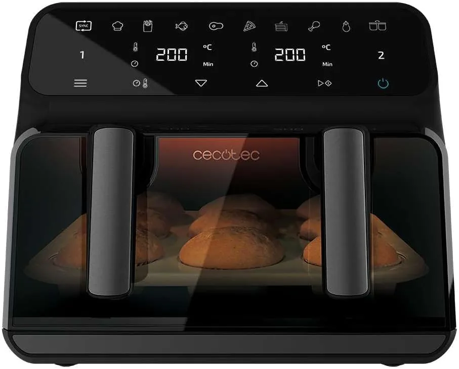 Cecotec Freidora de Aire 9 L Cecofry Advance 9000 Window Total 2200W | Temperatura Dual, Pared Divisoria Móvil, Ventana de Visualización, Tecnología PerfectCook, Control Digital, Función Dietética foto 2