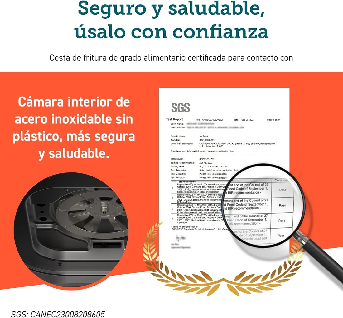 Cosori Freidora de Aire 8,5L, Doble Cesta con Ventana, 10 Funciones, Oro | Ventana para Ver Fácilmente, Interior Metálico Más Seguro, 2 Platos a la Vez, Alta Potencia y 55% de Eficiencia, Bajo Ruido foto 2