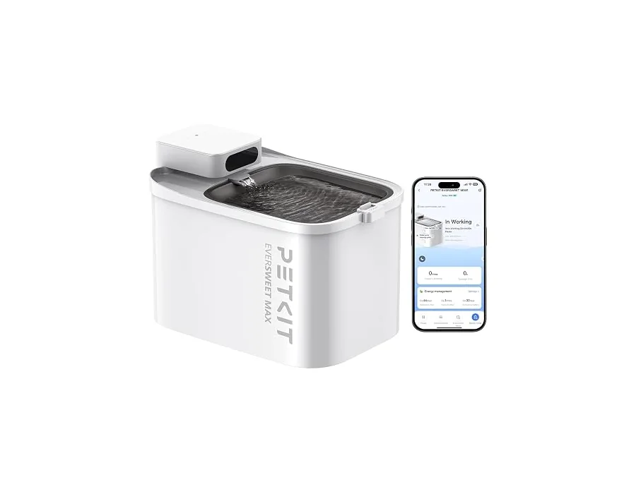 PETKIT EVERSWEET MAX Fuente para Gatos Sin Cable, con Sensor de Movimiento, Control de App, con 5000mAh Batería Recargable, 3L Bebedero Gatos Automático, Bandeja de Acero Inoxidabl
