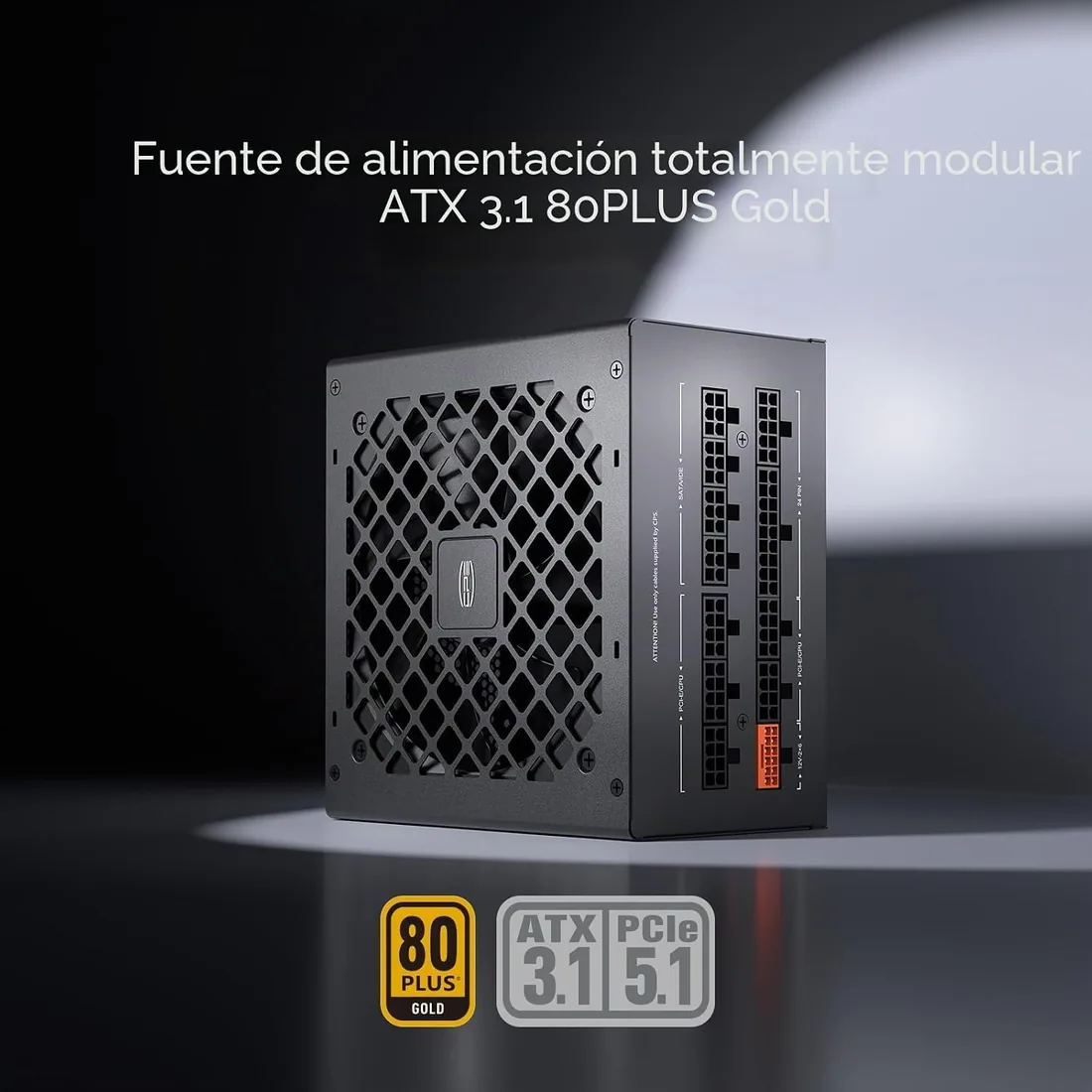 Fuente de alimentación CPS Totalmente Modular, 750W ATX 3.1, Certificado 80 Plus Gold, PCIe 5.1 12V-2×6, condensadores japoneses, Cables Ultra-Flexibles, garantía de 5 años (KN750)