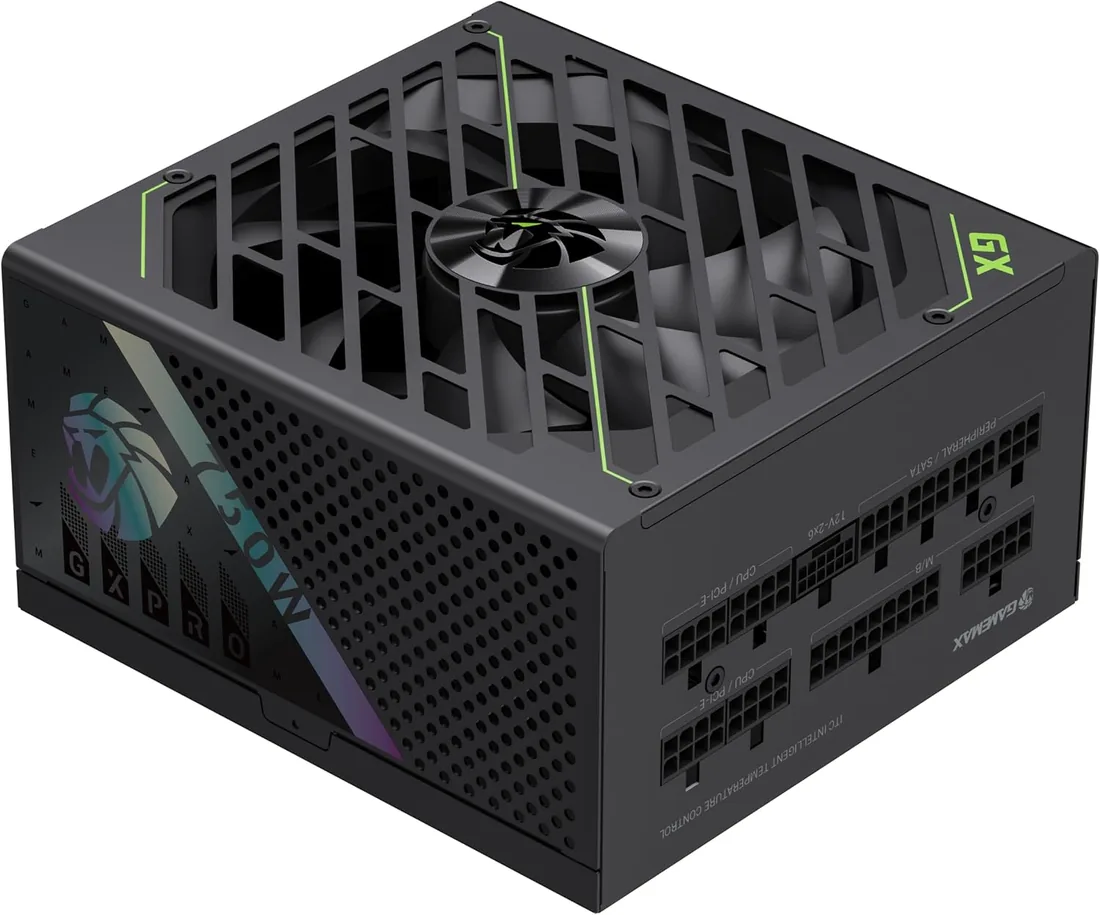 GAMEMAX GXPRO 750G Fuente de Alimentación PC 750W, Totalmente Modular, ATX 3.1 PCIe 5.1 con Conexión 12V-2×6, 80 Plus Gold, Condensadores Japoneses 105°C, 7 Mecanismos de Protección, Garantía 10 Años