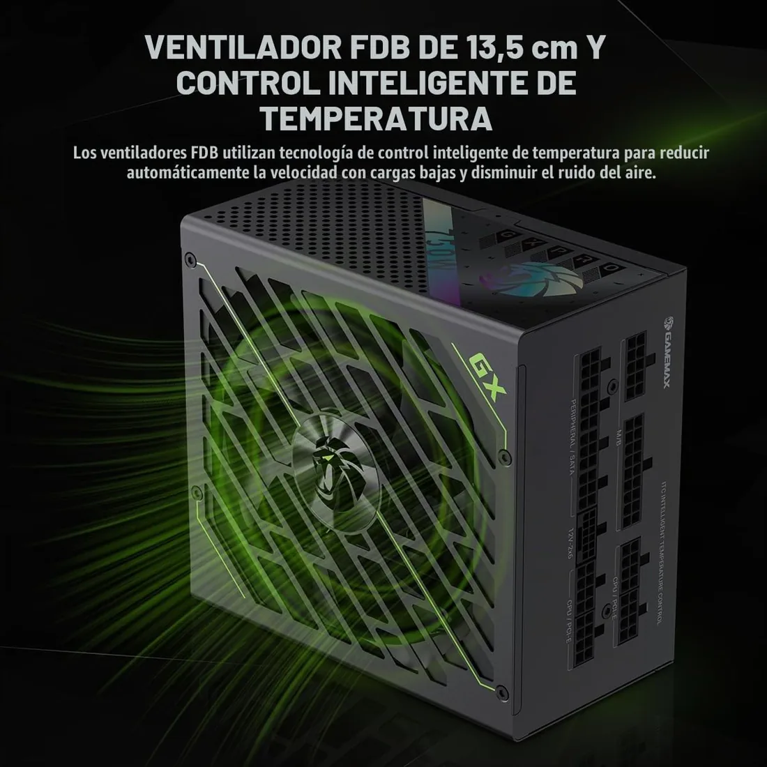 GAMEMAX GXPRO 750G Fuente de Alimentación PC 750W, Totalmente Modular, ATX 3.1 PCIe 5.1 con Conexión 12V-2×6, 80 Plus Gold, Condensadores Japoneses 105°C, 7 Mecanismos de Protección, Garantía 10 Años foto 3
