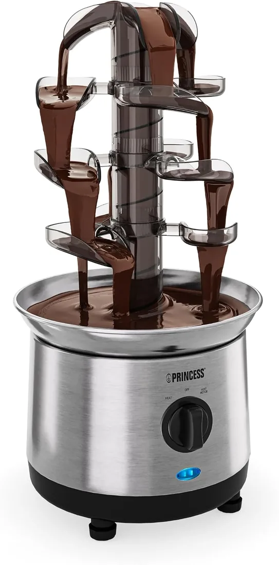 Princess Fuente de Chocolate de Acero Inoxidable, 4 Niveles, Función Mantener Caliente, Bomba y Temperatura Ajustables, Para Postres y Fiestas, 01.293000.01.001 foto 2