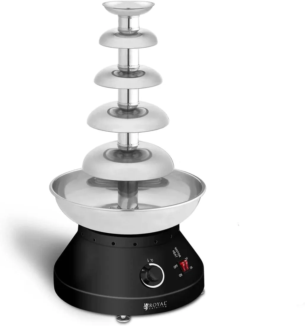 Royal Catering Fuente De Chocolate eléctrica Cascada Fodue RCCF-210 (250 W, 5 Niveles, 30-110 °C, 4 L Capacidad, 10-12 h Ciclo de trabajo)