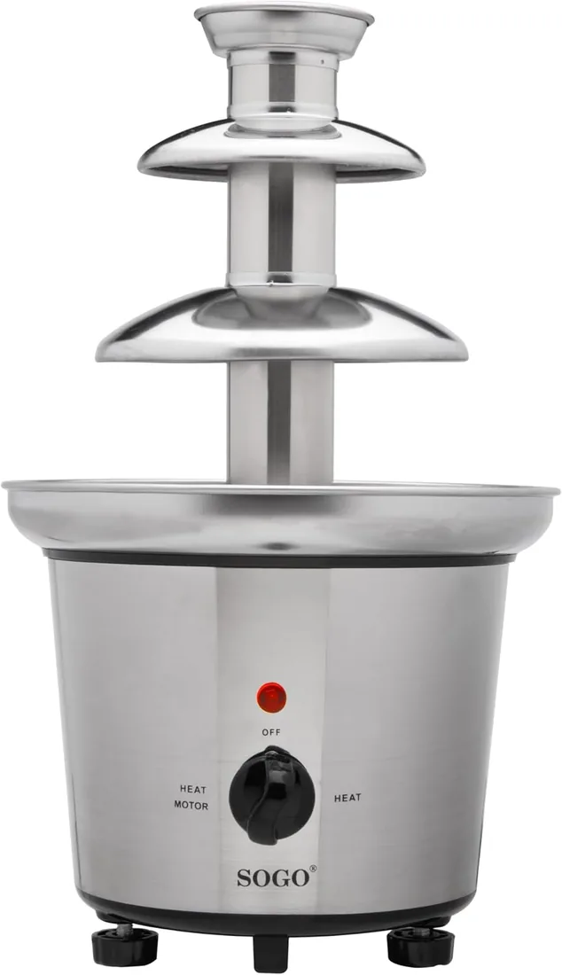 SOGO Fuente de chocolate eléctrica 60W de acero inoxidable - Fuente de chocolate cascada con 3 niveles - Fuente chocolate ideal para fiestas y postres - Fuente desmontable fácil de limpiar