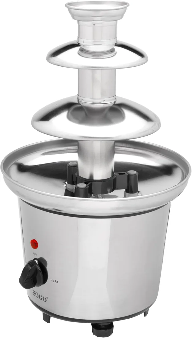 SOGO Fuente de chocolate eléctrica 60W de acero inoxidable - Fuente de chocolate cascada con 3 niveles - Fuente chocolate ideal para fiestas y postres - Fuente desmontable fácil de limpiar foto 2