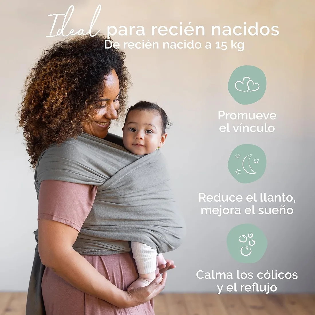 Boba Wrap - Fular Elástico Portabebé | Pañuelo Porteo Ergonómico, Bandolera Ajustable, Ideal Para Recién Nacidos, Color Gray foto 2