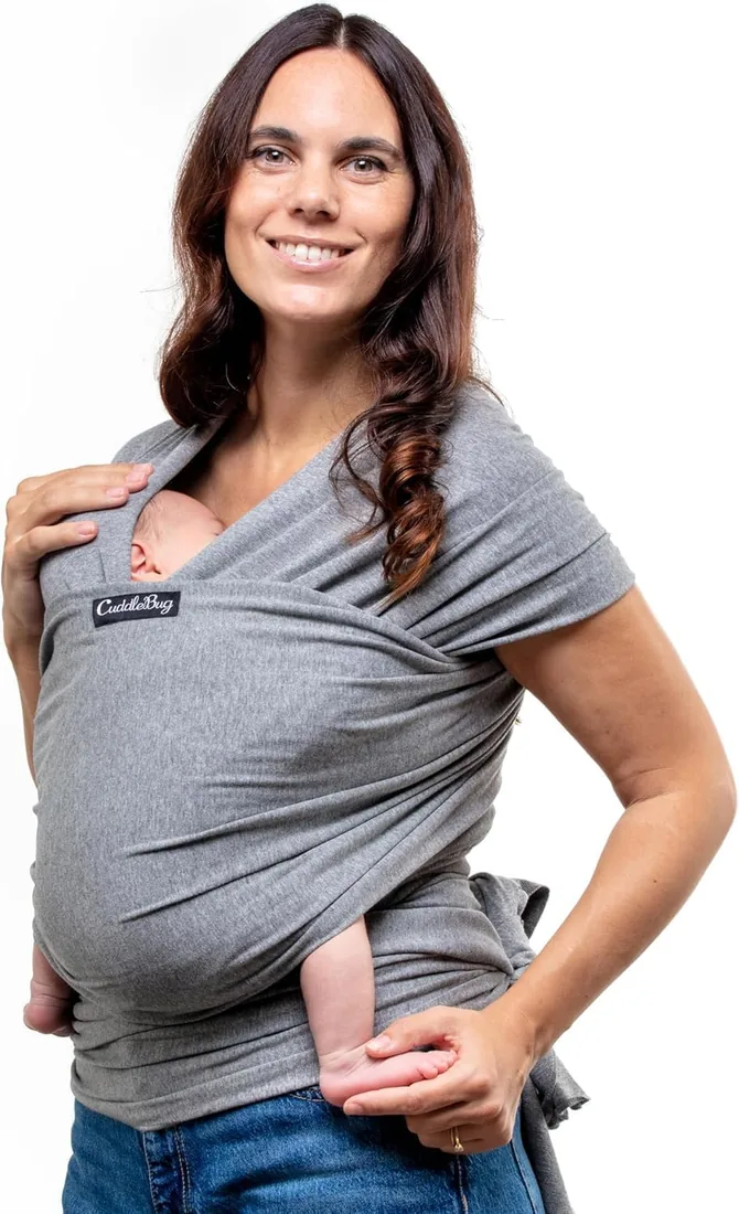 Cuddlebug Fular Portabebé Elástico, Recién Nacido, 3-16 kg, Gris