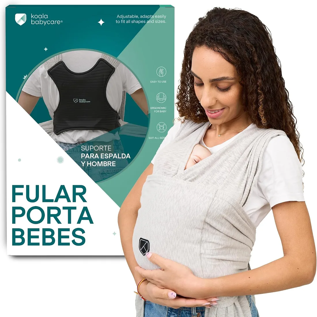 Koala Babycare - Fular Portabebés fácil de usar (fácil de colocar), unisex ajustable, la mochila multiusos apropiada hasta 9 kg. Fular elastico - Diseño Registrado KBC® foto 2