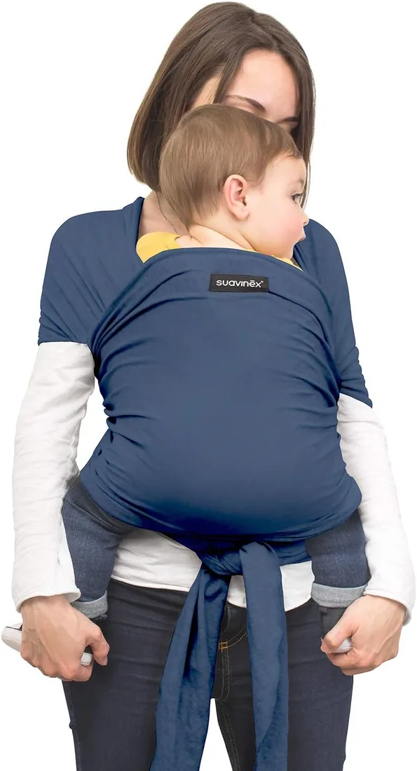 Suavinex, Baby Wrap, Fular Portabebés, Mochila Porteo Bebés, Apto para Recién Nacidos y hasta los 8 Kg. Con Bolsita de Transporte. Elástico, Amplio, Seguro y Ergonómico, Fácil de Lavar, Azul foto 2