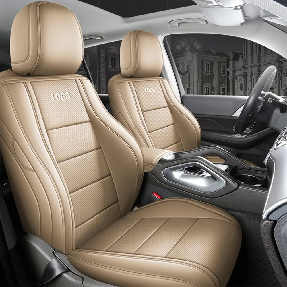 Cobear Fundas para Asiento de Coche Diseño Original para 98% vehículos | Ajuste 1:1 Asiento Original Compatible Con Airbag Lateral Y Calefacción Resistente Rayos UV Fácil Limpieza Beige