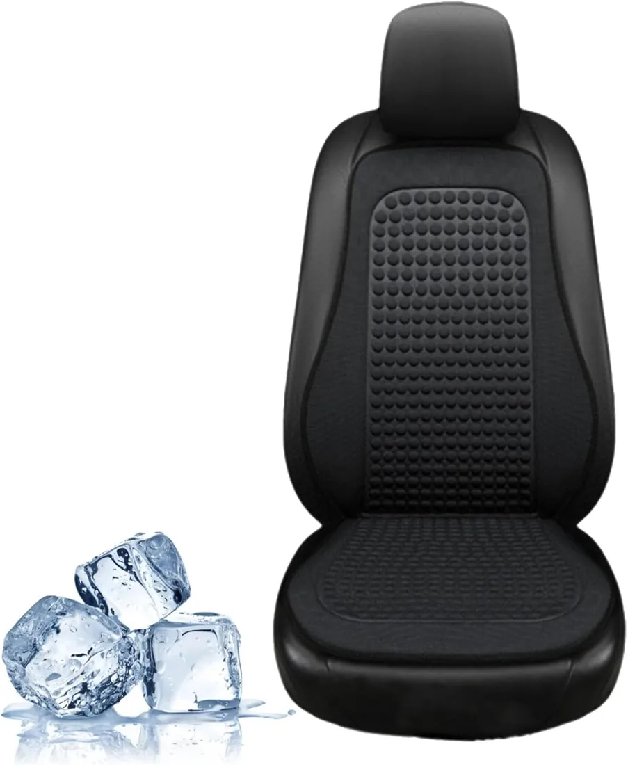 Genérico Respaldo para Asiento de Auto Refrescante, Funda para Asientos de Auto Transpirable de Seda Fría,Fundas para Asientos de Automóvil para Coche Camión SUV (Negro)