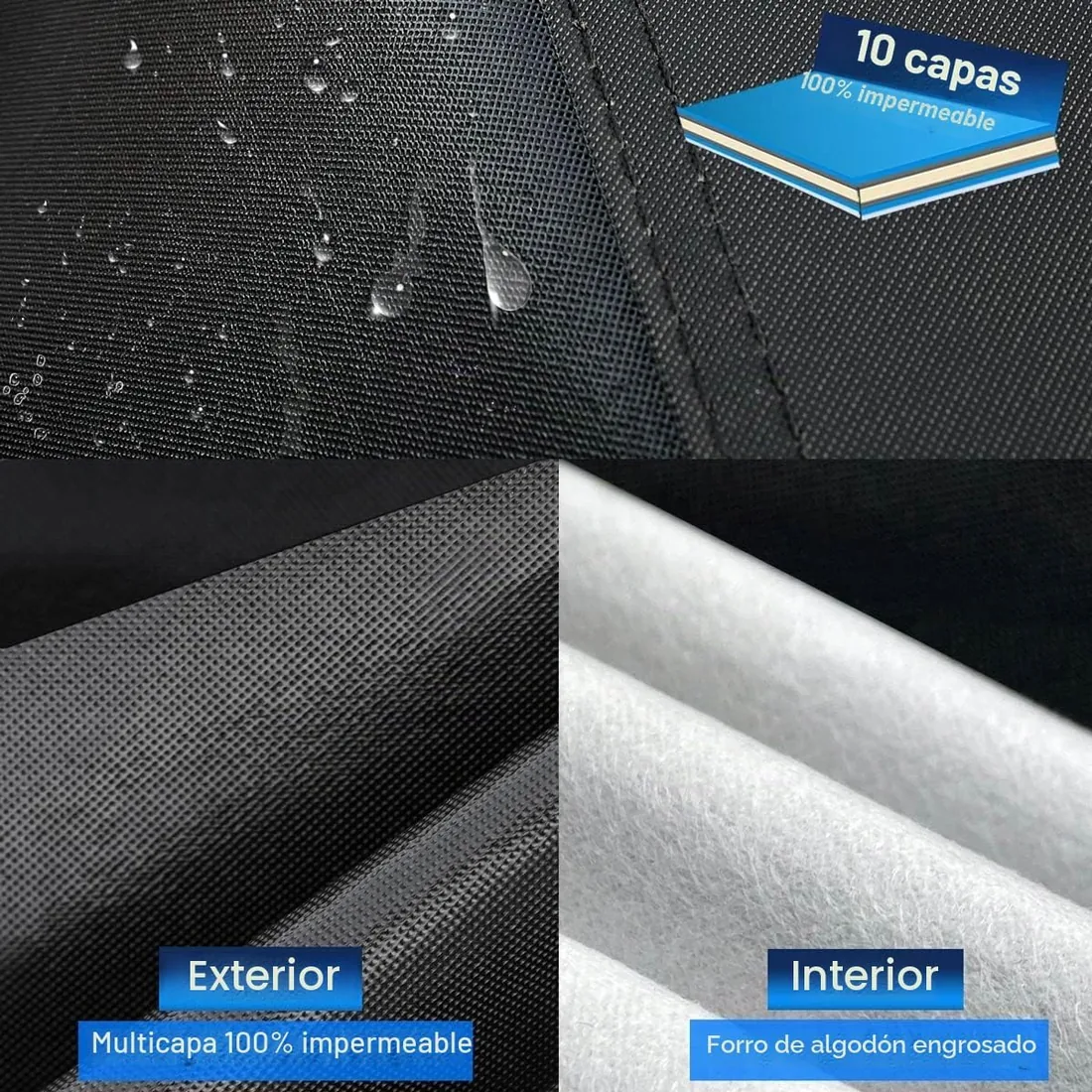 Funda Coche Exterior de 10 Capas, Cubierta Coche Impermeable, Cubre Coche Protector de Sol y Polvo, Capa para Carro Apto para Audi A4 A5, BMW Serie 3, Mercedes Clase C, VW Passat,etc. C7 Negro foto 2