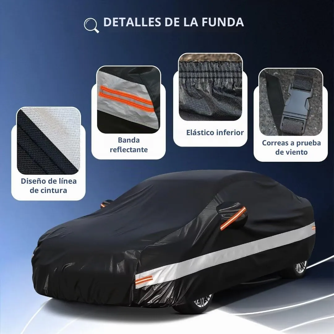 Funda Coche Exterior de 10 Capas, Cubierta Coche Impermeable, Cubre Coche Protector de Sol y Polvo, Capa para Carro Apto para Audi A4 A5, BMW Serie 3, Mercedes Clase C, VW Passat,etc. C7 Negro foto 3