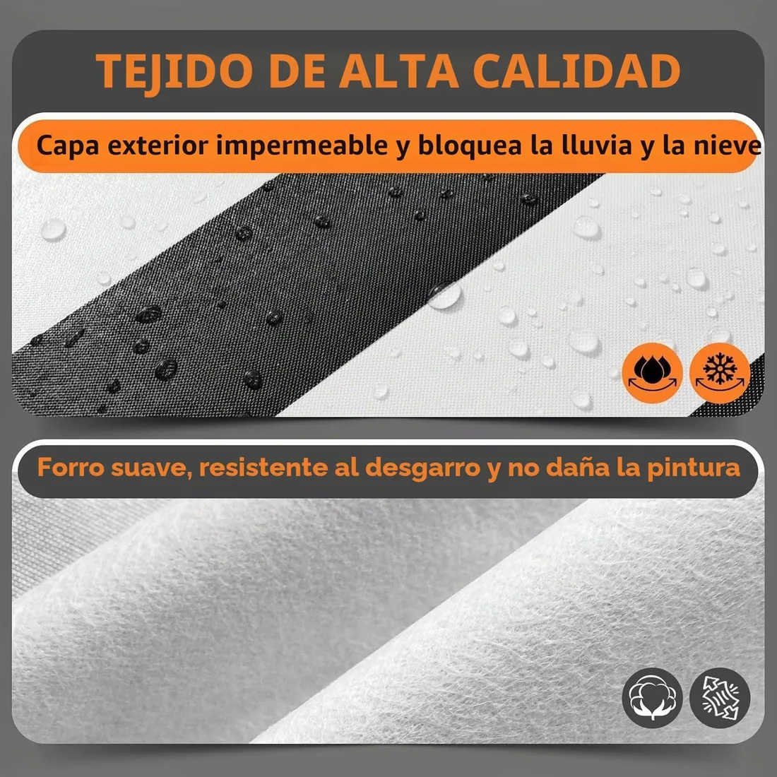 Kayme Funda Exterior para Coche, Cubierta Impermeable Anti-UV, Resistente al Viento y al Polvo, Protección Solar con Paño Incluido. Apta para Coches Sedán de 3 Volúmenes (470 a 495 cm) foto 3