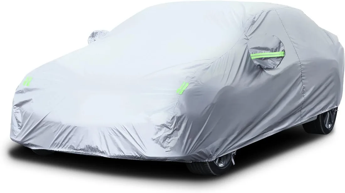 LOETAD Funda de Coche Exterior Cubierta de Coche Impermeable Antipolvo y Rasguño Universal 470x180x150cm
