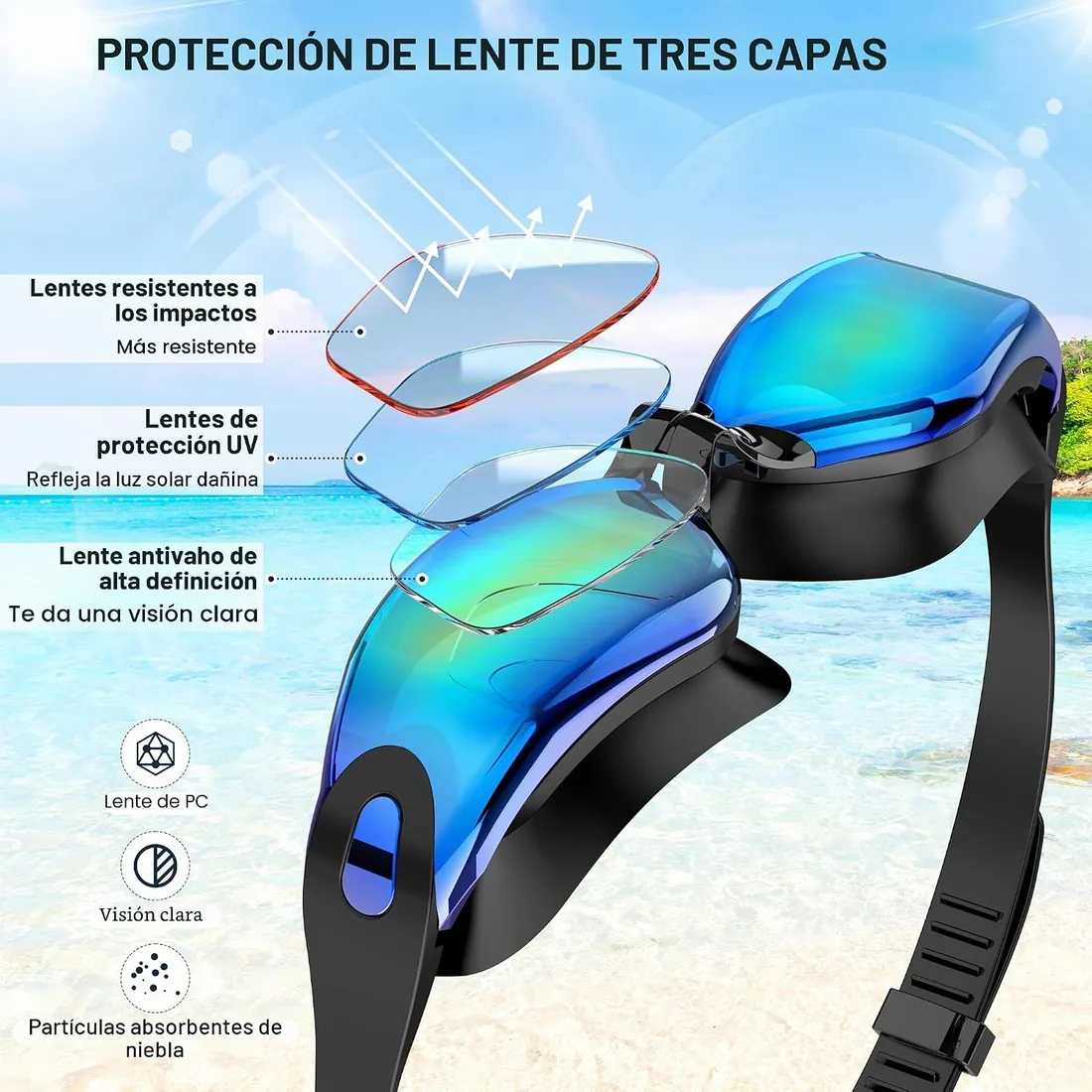 Gafas Natacion Adultos Unisex Antivaho Antifugas Entrenamiento | Gafas Piscina adultos, Antivaho, Antifugas, Lente HD, Protección UV, Ajuste seguro, Sellado de silicona para piscina foto 3