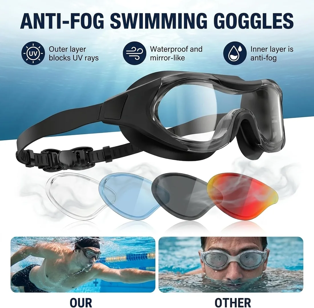 Gafas Piscina Antiniebla con Visión Clara, Protección UV, Ajuste Rápido, Junta de Silicona, Unisex Gafas Natacion para Hombre y Mujer Adolescentes foto 2