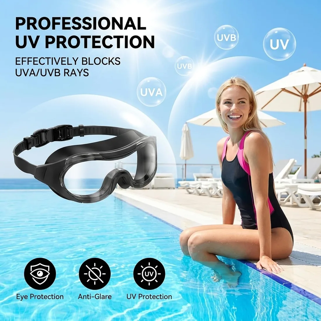 Gafas Piscina Antiniebla con Visión Clara, Protección UV, Ajuste Rápido, Junta de Silicona, Unisex Gafas Natacion para Hombre y Mujer Adolescentes foto 3