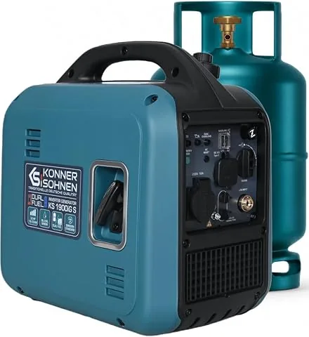 Generador inversor Könner & Söhnen KS 1900iG S LPG de 2,0 kW, combustible dual, generador de corriente inversor Eco-Mode, de gasolina para uso en exteriores, de gasolina, Euro-5 foto 2