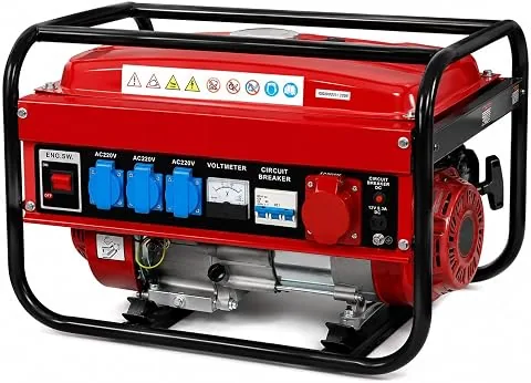 SVE Generador Eléctrico Gasolina 15L 5500W 230/380V 4 ENCHUFES (2500W Trifásico 3000W Monofásico) Motor 4 Tiempos