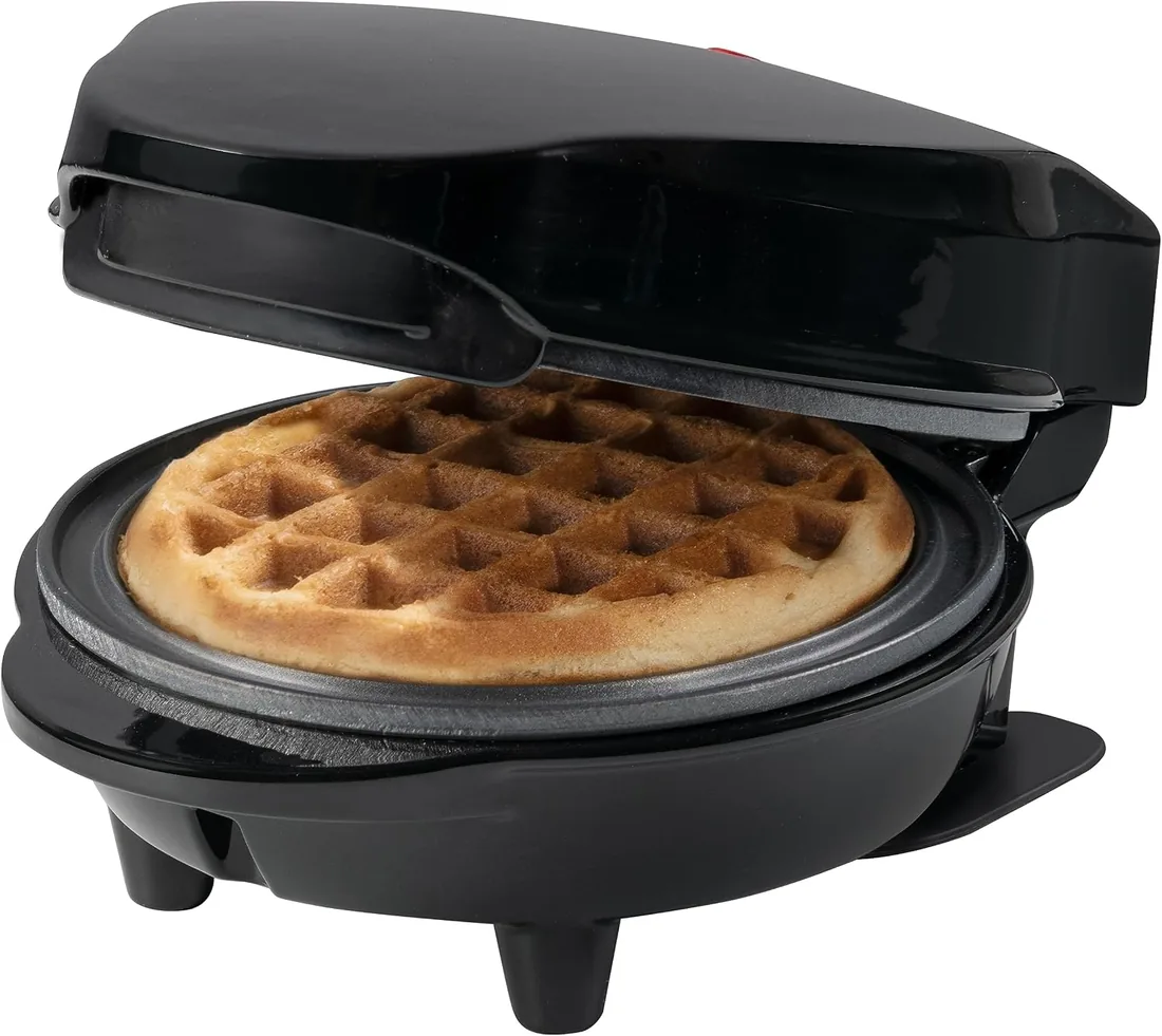 Bestron Mini gofrera para gofres clásicos, gofrera antiadherente, para fiestas infantiles, fiestas familiares, Pascua o Navidad, 550 W, color: negro
