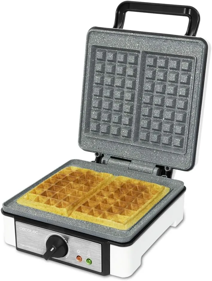 Cecotec fun gofrestone double, gofrera con 1200 w de potencia, revestimiento de piedra ecológico antiadherente rockstone, doble capacidad foto 2