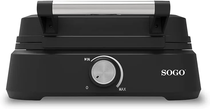 SOGO Máquina para Gofres - Gofrera con Potencia de 1500W, Diseño en Negro y Acero Inoxidable, para Deliciosos Gofres Caseros Crujientes y Dorados (SS-7235) foto 2