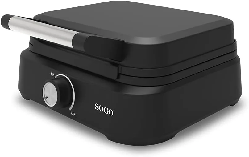 SOGO Máquina para Gofres - Gofrera con Potencia de 1500W, Diseño en Negro y Acero Inoxidable, para Deliciosos Gofres Caseros Crujientes y Dorados (SS-7235) foto 3