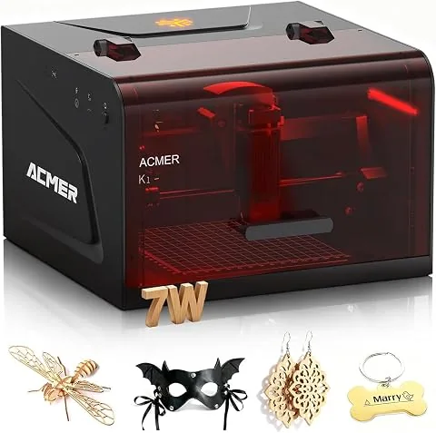 ACMER K1 Máquina de Grabadora Laser 7000mW, Clase 1 Cortadora Láser Pequeña Cerrada de Seguridad, Área de Grabado 150×150mm, Cortadora Láser de Alta Precisión para DIY Madera,Metal,Acrílico,Cuero,etc. foto 2