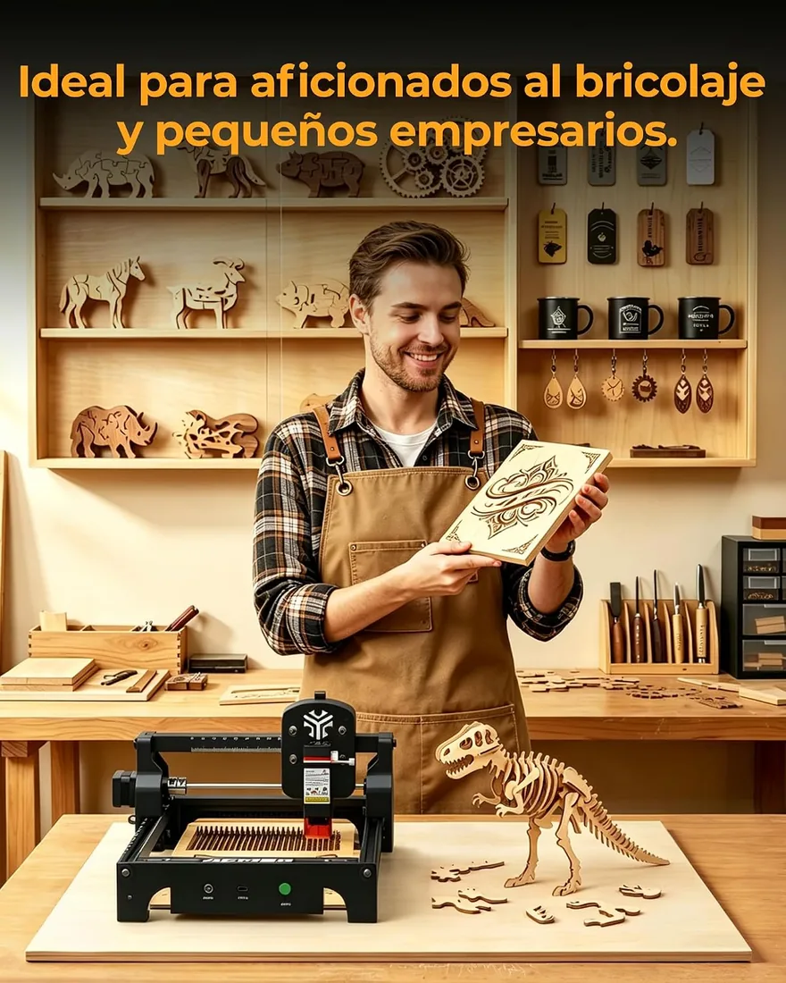 ACMER T1 6w MáQuina de Grabadora Laser, Mini Cortadora LáSer PortáTil, Laser Engraver de Alta PrecisióN de 0,01 Mm, áRea de Trabajo de 130 X 130 mm, Grabado LáSer para Madera, Cuero, Vidrio, Metal foto 2