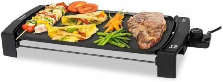 Cecotec Plancha de Asar, Grill Eléctrico Black and Water 2500. 2150 W, Revestimiento Antiadherente, Bandeja Recoge grasa, Temperatura Ajustable, Apta para Limpieza Lavavajillas