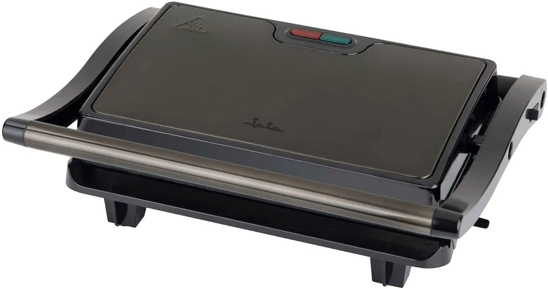 Jata JEGR1106 Parrilla Electrica Grill 750 W, Placas lisas Antiadherentes de 22,5 x 14,6 cm, Cocina todo tipo de alimentos, Tapa superior basculante, Apertura 180° foto 2